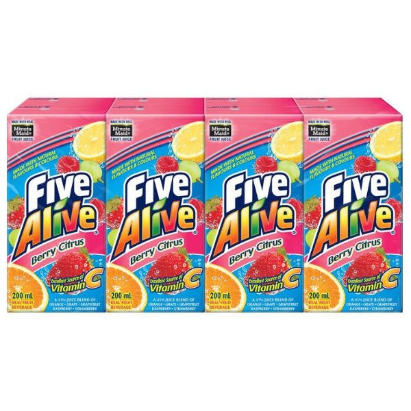 Minute Maid Five Alive Berry Citrus Tetra Pak Juice Boxes 200ml x 8