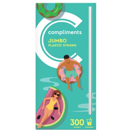 *Compliments Jumbo Plastic Straws 300 ct