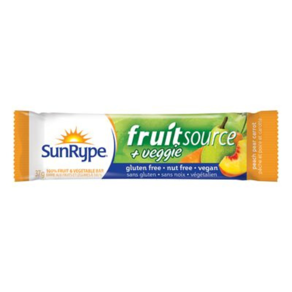 SunRype Fruit Source Peach Pear Carrot Fruit & Veggie Bar 37g