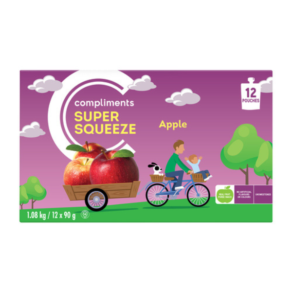 Compliments Super Squeeze Unsweetened Apple Snack 12 x 90g