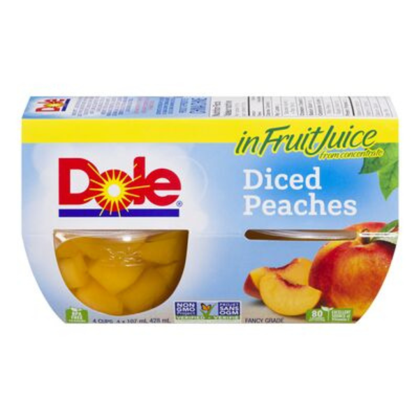 Dole Diced Peaches in Fruit Juice 4x107ml