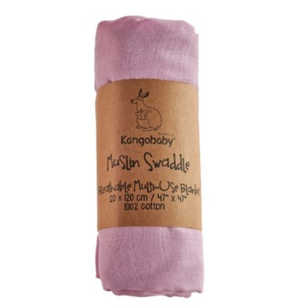 Kangobaby Muslin Swaddle Blanket120x120cm PINK