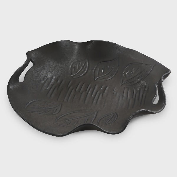 Hilborn Pottery Platter with cut out handles, Ebony