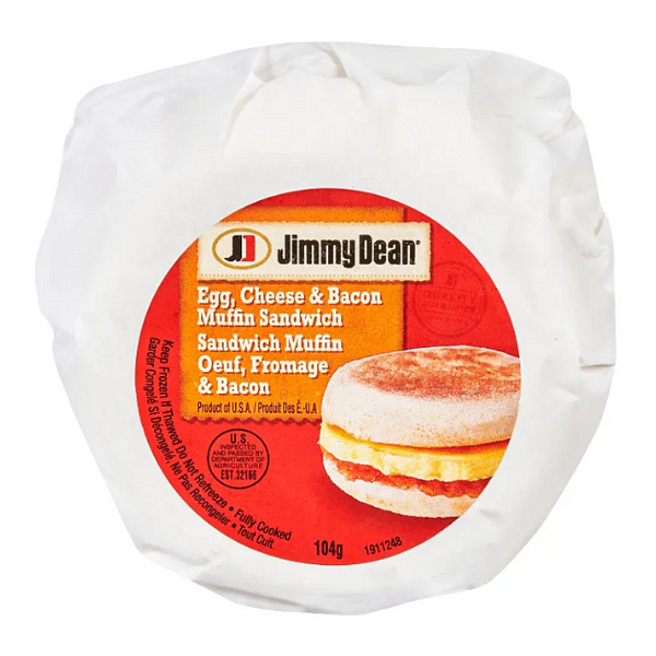 Jimmy Dean Egg Cheese & Bacon Muffin Sandwich 104g