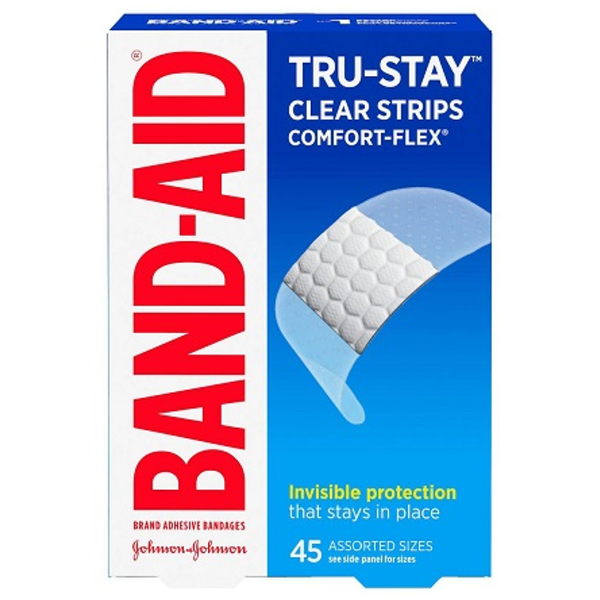 Band-Aid Clear Strips Comfort Flex Invisible Bandages Assorted Sizes 45ct