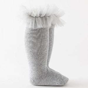 Fashion Knee Socks with Mesh Ruffle size S (0-2T)