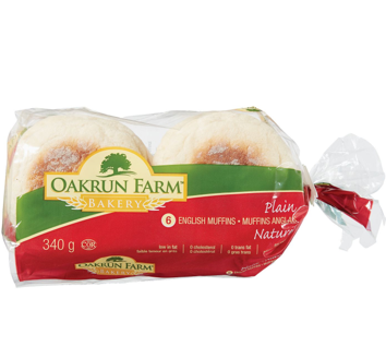 Oakrun Farm White English Muffins Frozen 6ct 340g
