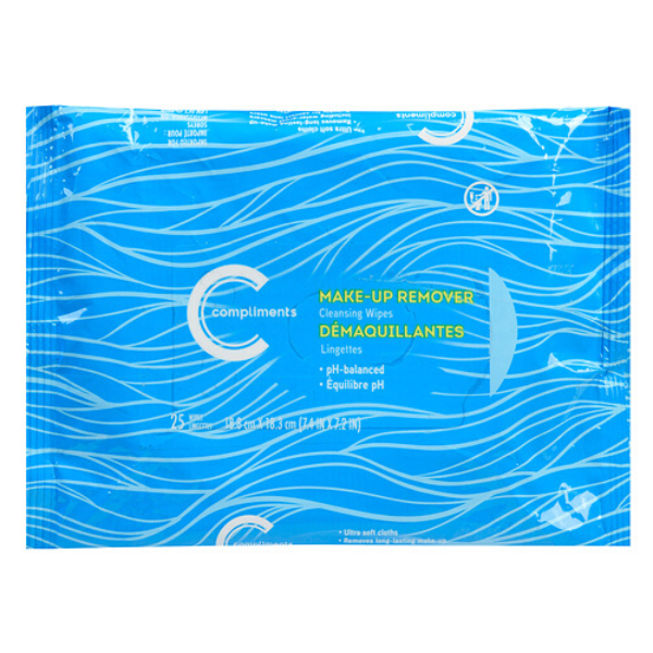Compliments Makeup Remover Wipes 25ct