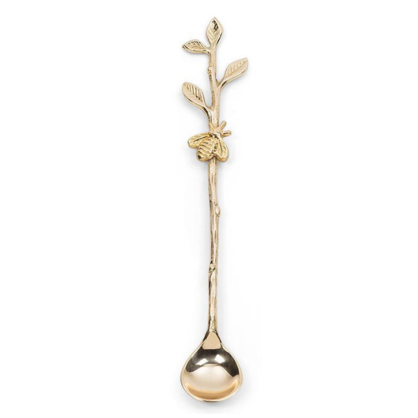 Twig With Bee Long Handled Spoon, Gold 8.5"L