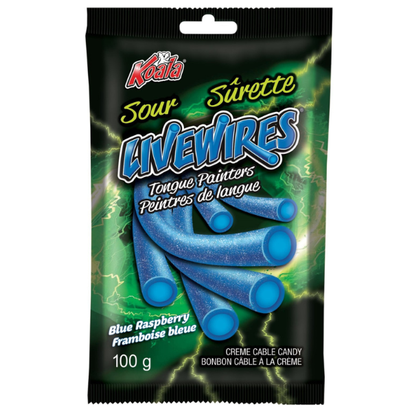 Livewires Sour Blue Raspberry Cables Candy 100g