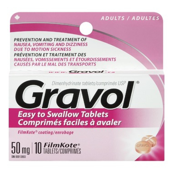 Gravol Adult Tablets 50mg 10ct