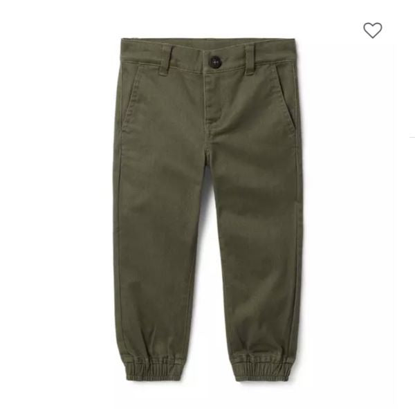 Janie and Jack Dusty Olive Button Twill Jogger Adjustable Waist Size 3