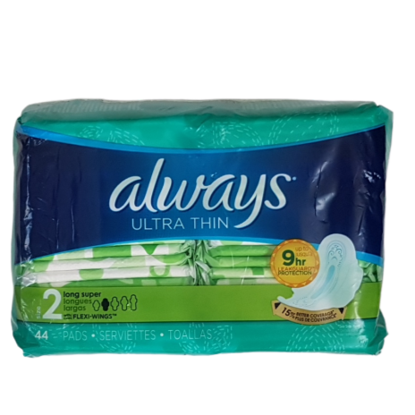 Always Ultra Thin Size 2 Long Super Pads with Flex-Wings 44ct