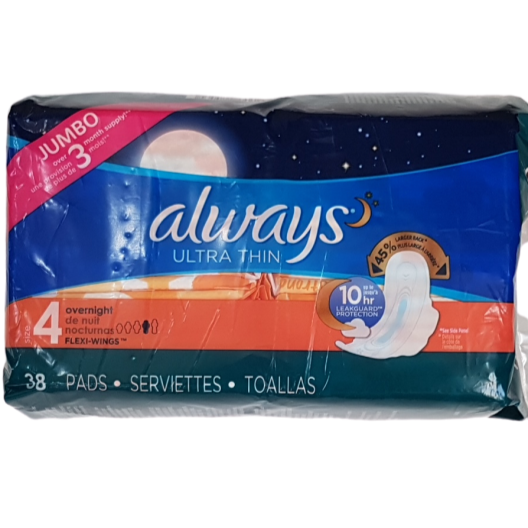 Always Ultra Thin Size 4 Overnight Pads 38ct