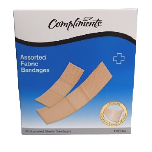 Compliments Assorted Fabric Bandages 80pc