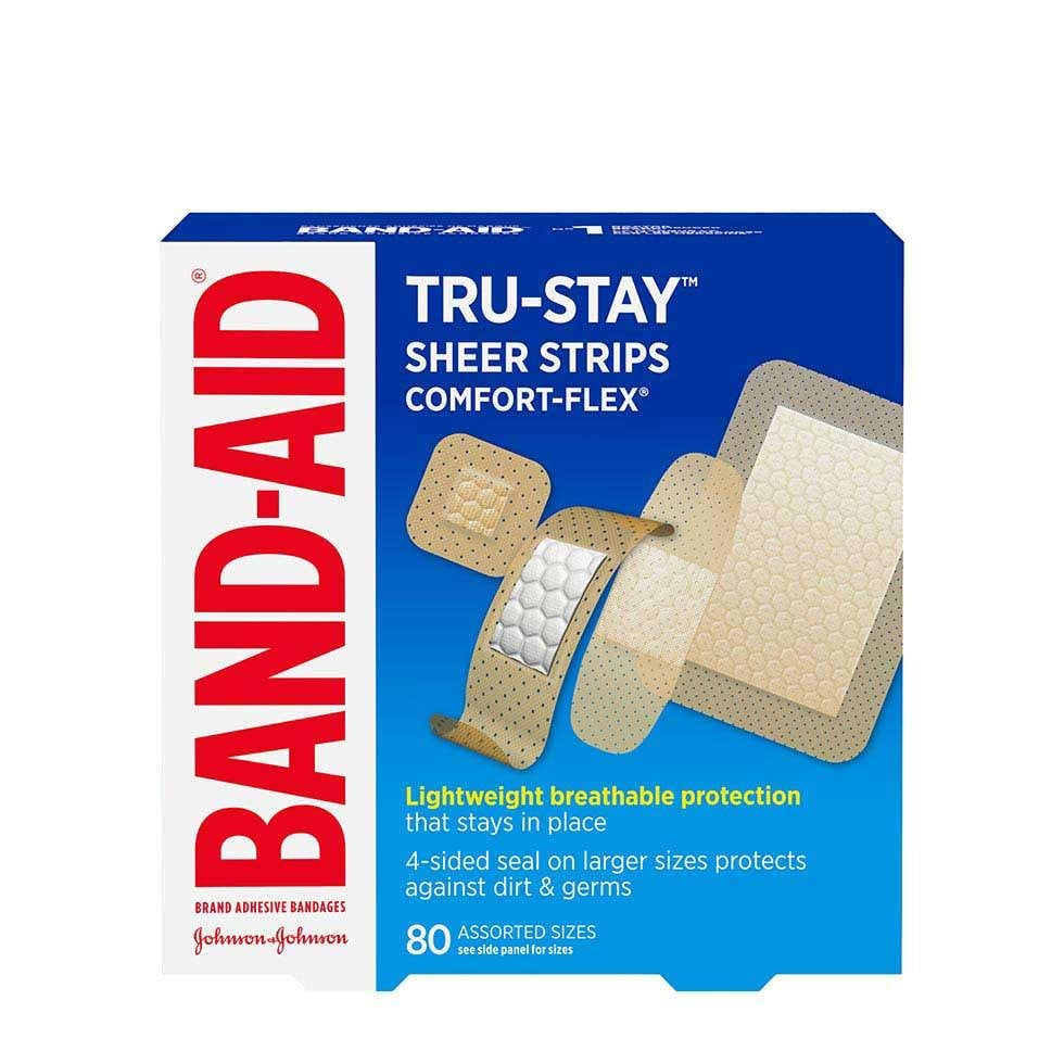 Band-Aid Lightweight Comfort Flex Sheer Strip Bandages Assorted Sizes 80ct