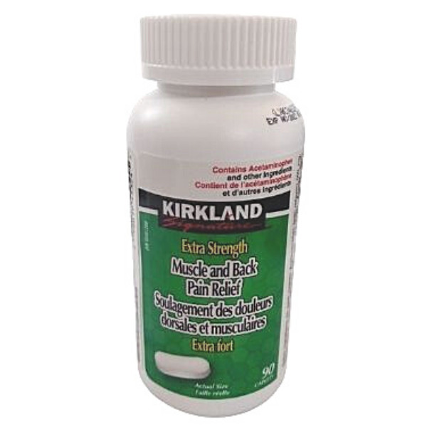 Kirkland Acetaminophen Extra Strength Muscle & Back Pain Relief Tablets 90ct