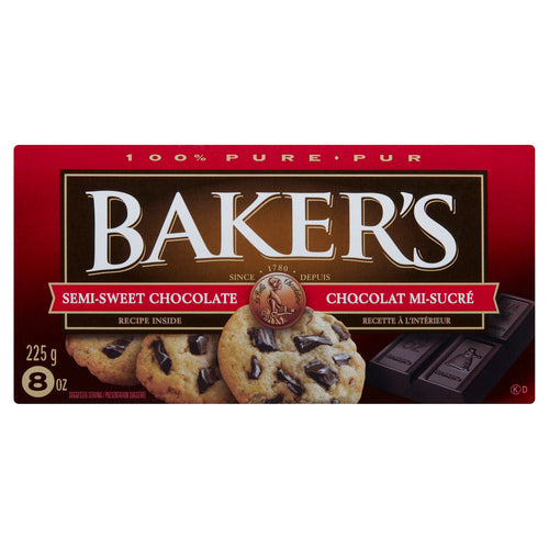 Baker's Semi-Sweet Baking Chocolate Bar 225g