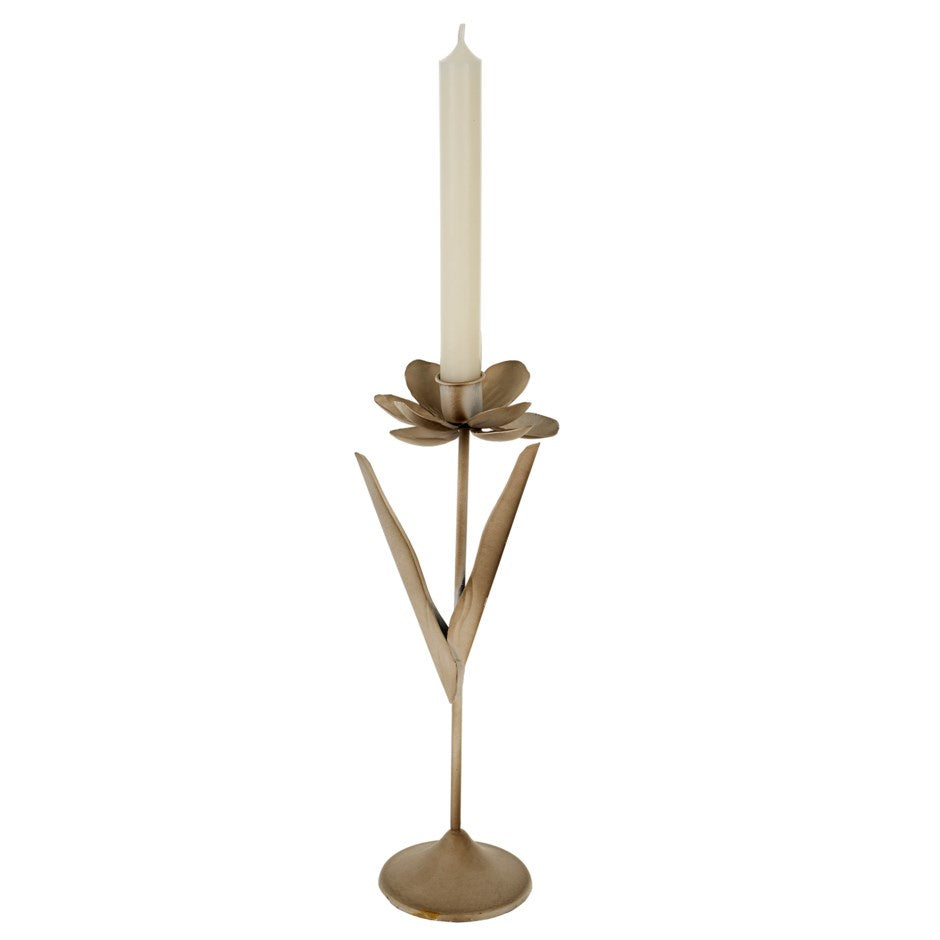 Bloom Candle Holder L, Rustic White
