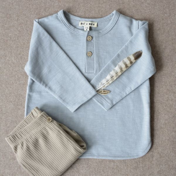 Eli + Nev Blue Long Sleeve Cotton T-Shirt 6-9m