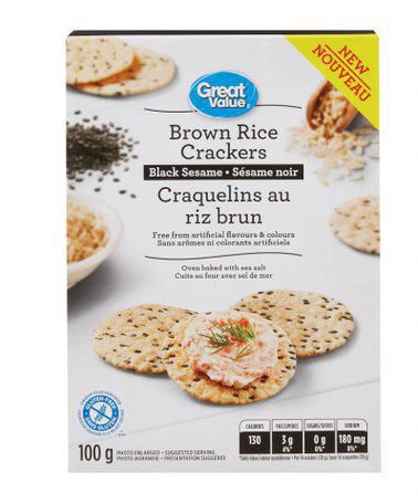 Great Value Black Sesame Brown Rice Crackers 100g