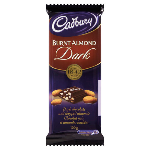 Cadbury Burnt Almond Dark Chocolate Bar 100g