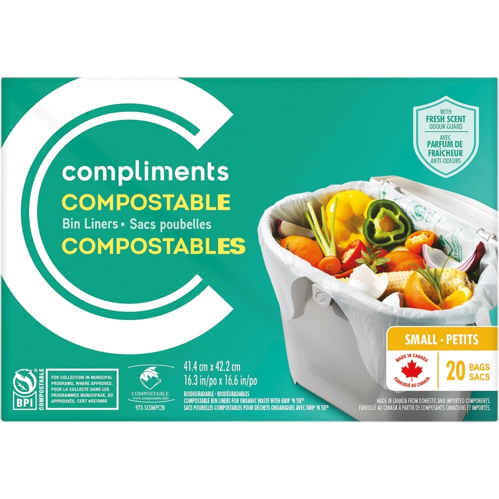Compliments 16.3"x16.6" Small Compostable Bin Liners 20ct