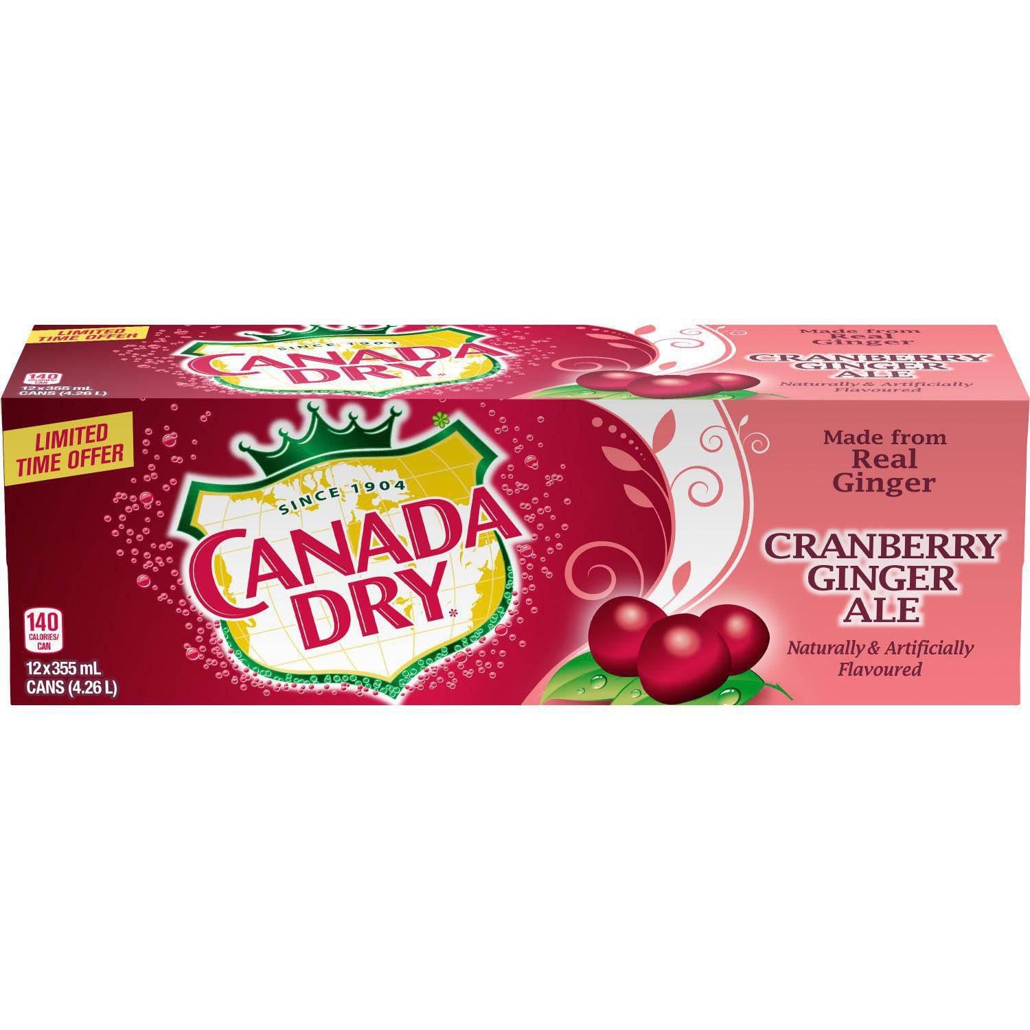 Canada Dry Cranberry Ginger Ale Pop 355ml x 12