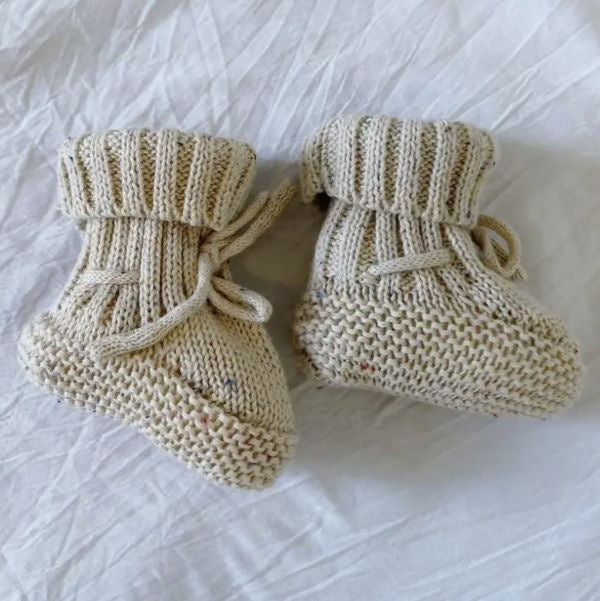 Adored Cream Sprinkles Knit Booties 0-6m