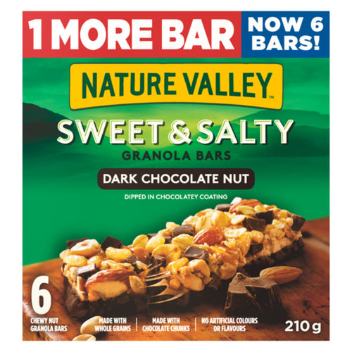 Nature Valley Dark Chocolate Nut Sweet & Salty Granola Bar 6ct 210g