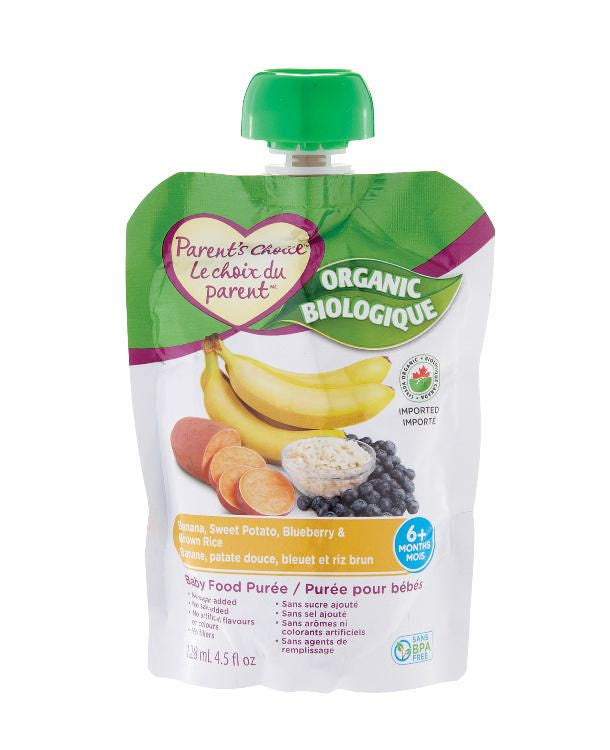 Parent's Choice Banana Sweet Potato Blueberry & Brown Rice Baby Food Pouch 128ml
