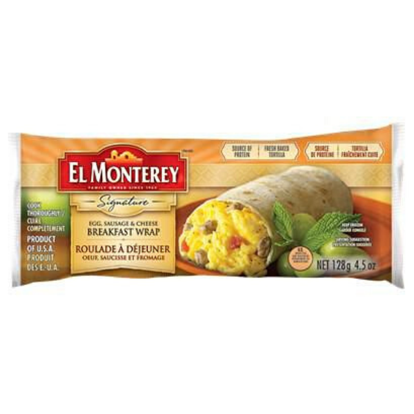 El Monterey Egg/Sausage/Cheese & Potato Breakfast Wraps 1.79kg 14ct