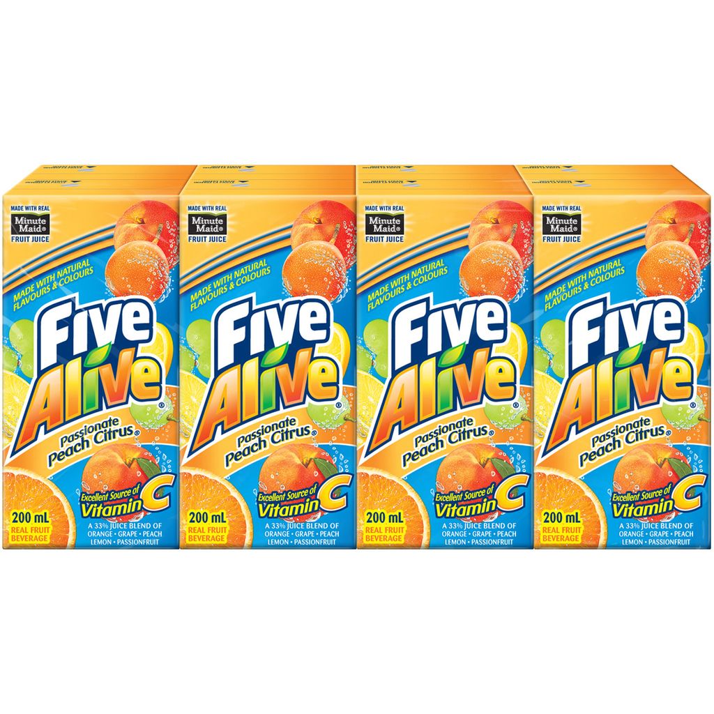 Minute Maid Five Alive Passionate Peach Citrus Tetra Pak Juice Boxes 200ml x 8