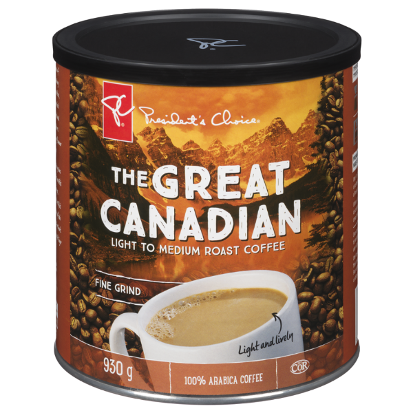 PC The Great Canadian Fine Grind Coffee 930g NEW SKU