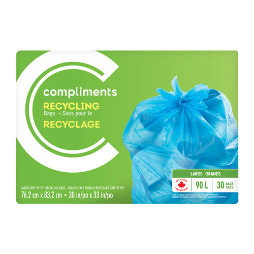 Compliments 90l Grip 'N Tie Recycling Bags 30ct