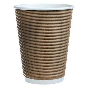 Cafe Express 12oz Insulated Brown Ripple Cups and Lids 25ct
