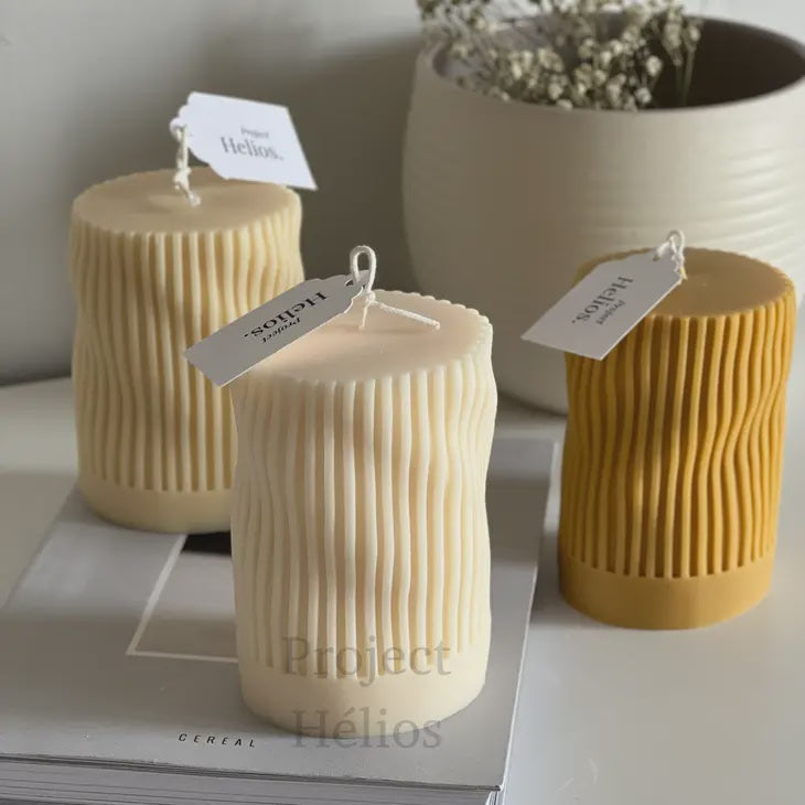 Irregular Wavy Pillar Candle Cream