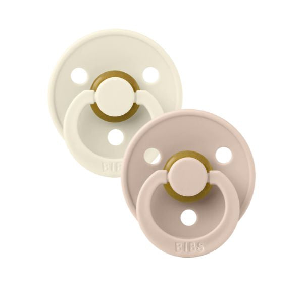BIBS Ivory/Blush Round Rubber Pacifier 2-Pack Size 3
