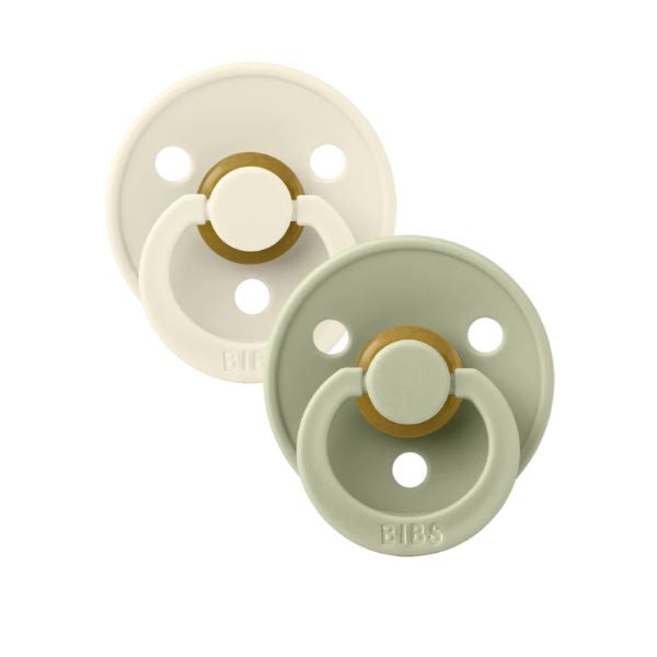 BIBS Ivory/Sage Round Rubber Pacifier 2-Pack Size 3