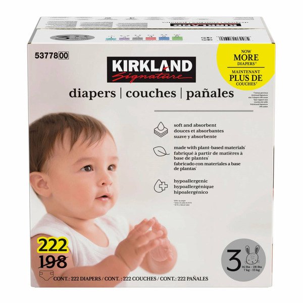 Kirkland Diapers Size 3 222ct