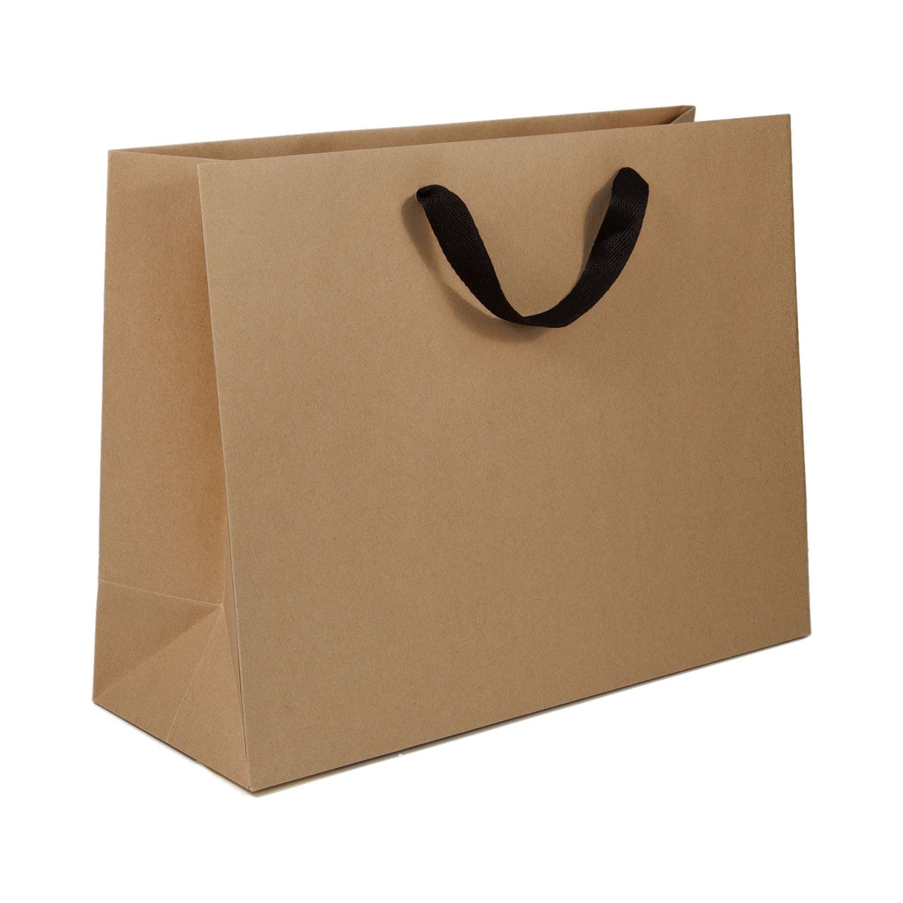 16x6x12 Kraft Gift Bag, Black Handles with Black Tissue Paper