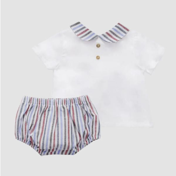 Minhon Navy Striped T-Shirt & Diaper Cover 3m