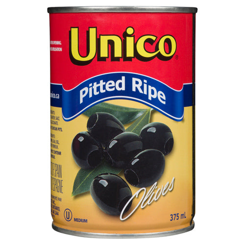 Unico Whole Pitted Ripe Black Olives 375ml
