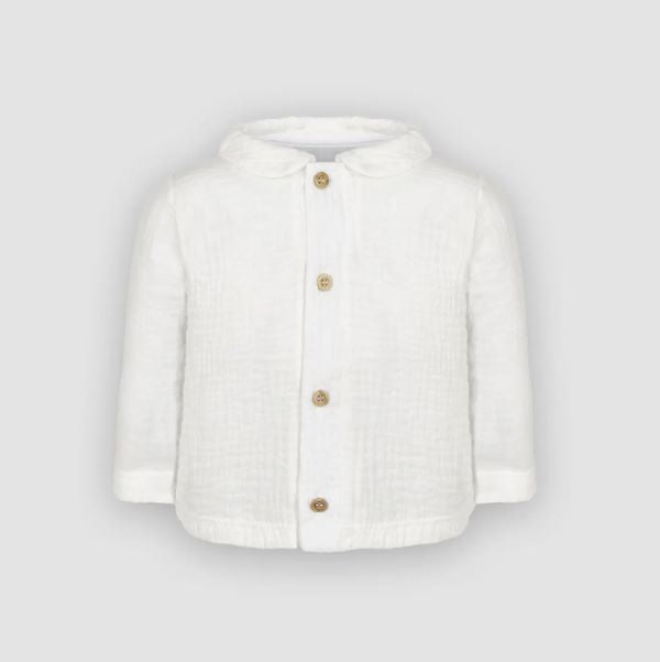 Minhon White Organic Buttoned Boy Shirt 12m