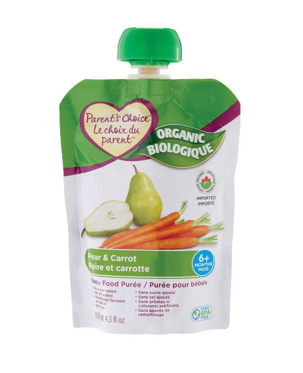 Parent's Choice Pear & Carrot Baby Food Pouch 128ml