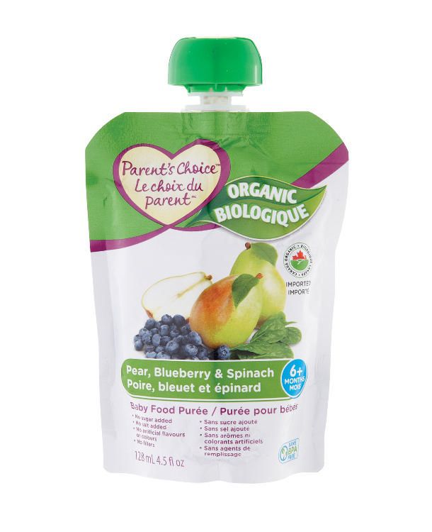 Parent's Choice Pear Blueberry & Spinach Baby Food Pouch 128ml