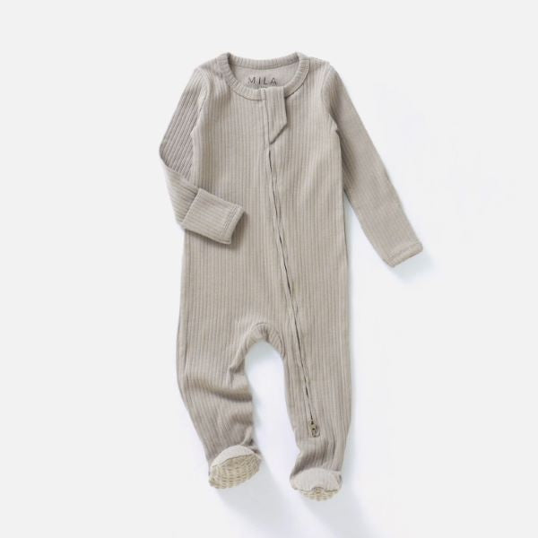 Mila&Co Mushroom Ribbed Footie 12-18m