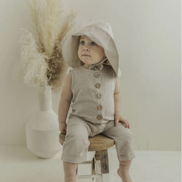 Mila&Co Sand Sleeveless Button Romper 1-2y
