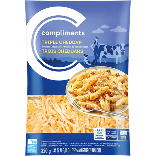 Compliments Triple Cheddar Blend Shredded Cheese 320g