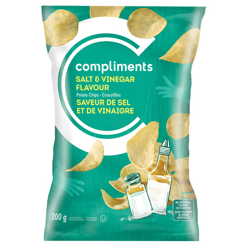 Compliments Salt & Vinegar Potato Chips 200g